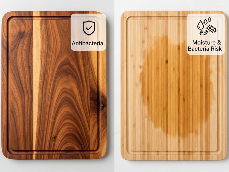 Acacia vs bamboo cutting board food safety