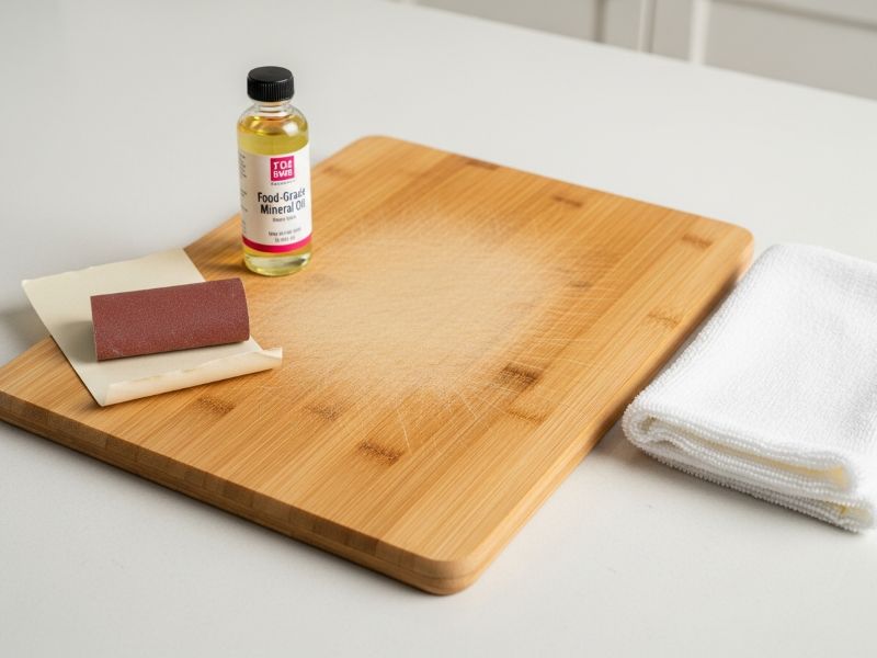 Sanding bamboo cutting board
