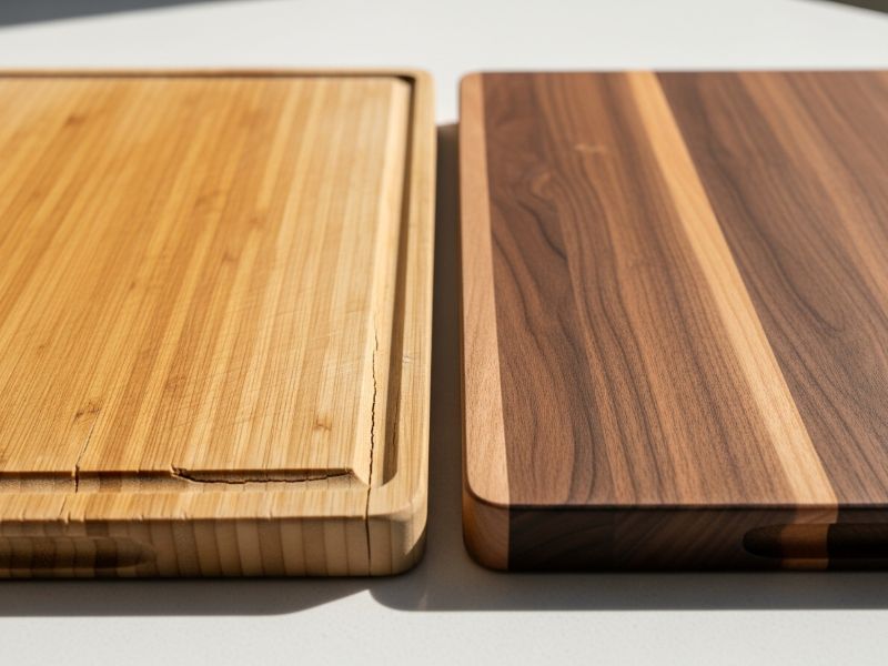 Comparison of bamboo and hardwood cutting board
