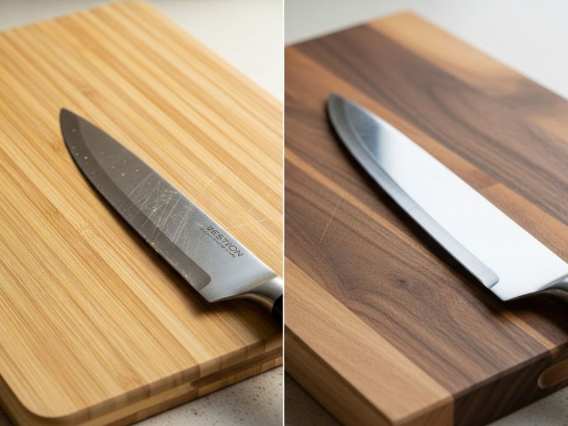 Knife edge performance on bamboo vs hardwood cutting boards