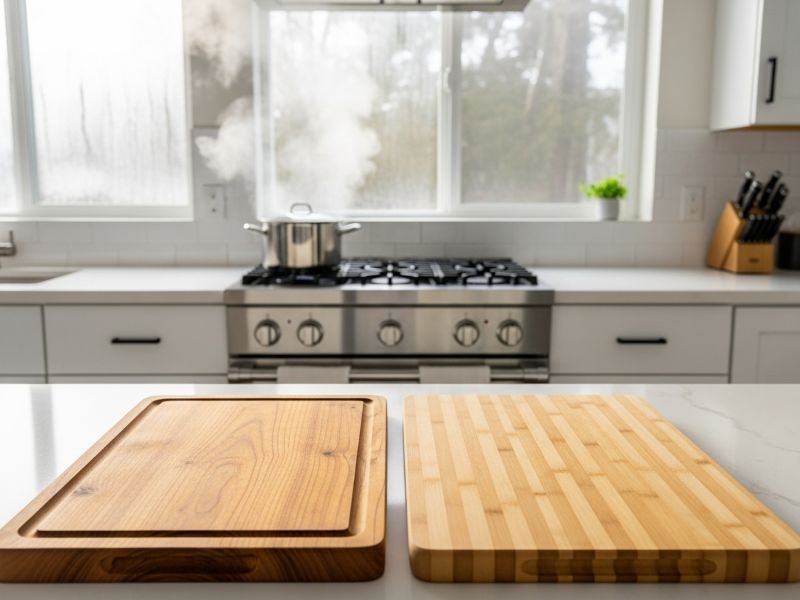 Teak and treated bamboo cutting boards