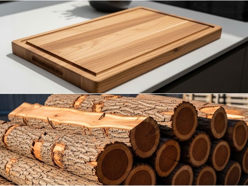 teak cutting board and teak tree