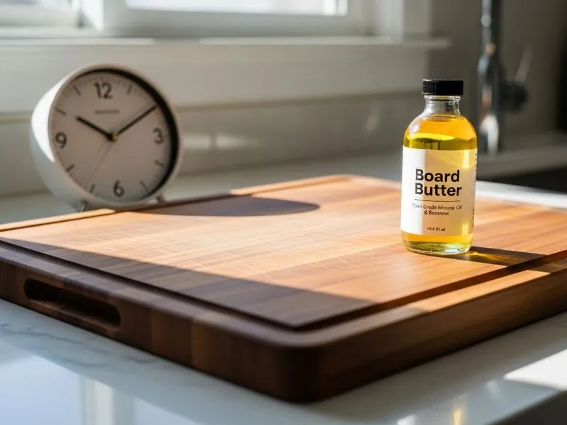 Applying oil to maintain cutting board schedule