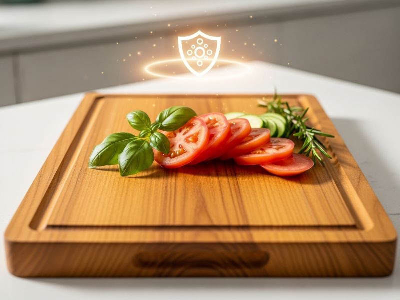 Close-up of teak wood grain