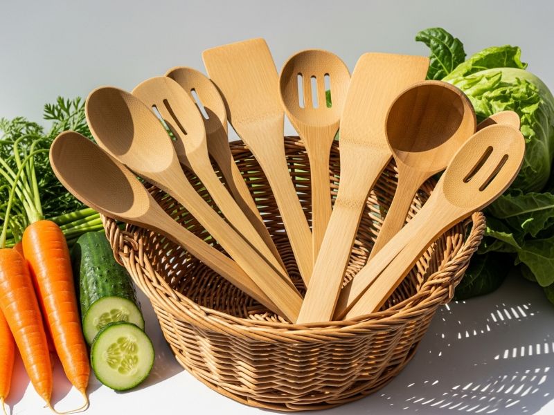 Light bamboo cooking utensils