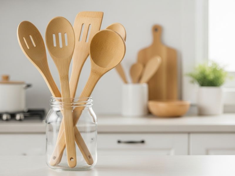 Lightweight bamboo cooking utensils