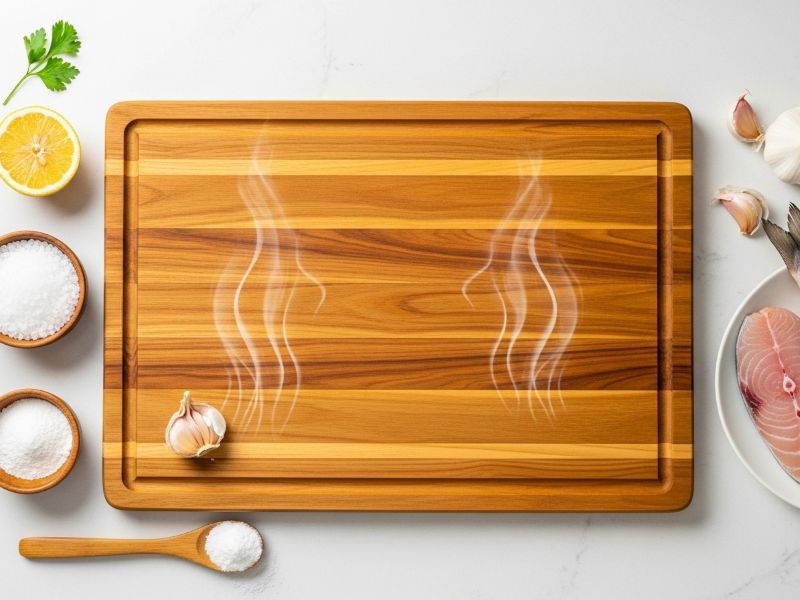 Deodorizing teak cutting board