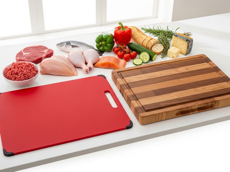 Wood and plastic cutting boards hybrid use