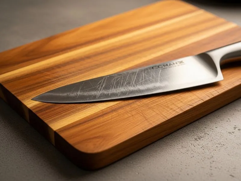 Acacia cutting board knife marks