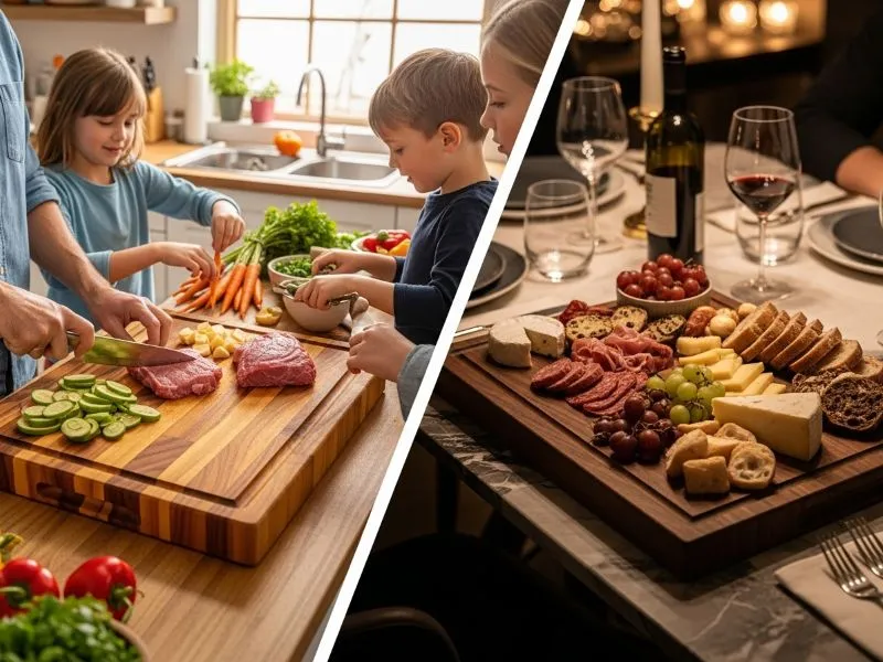 Acacia vs walnut cutting boards for family and chefs