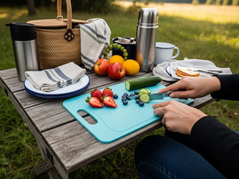 silicone cutting board in picnic setup