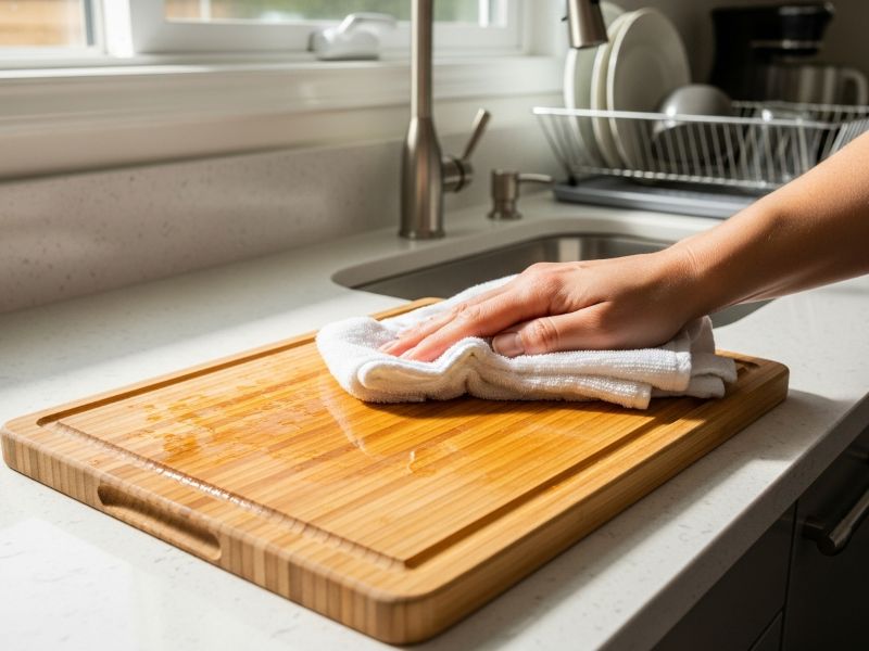 Clean bamboo cutting board