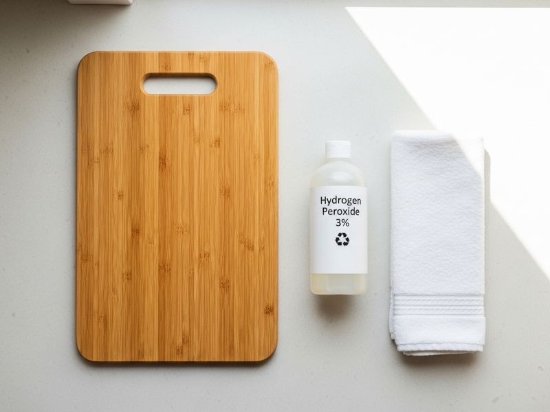 Cleaning bamboo cutting board with hydrogen peroxide