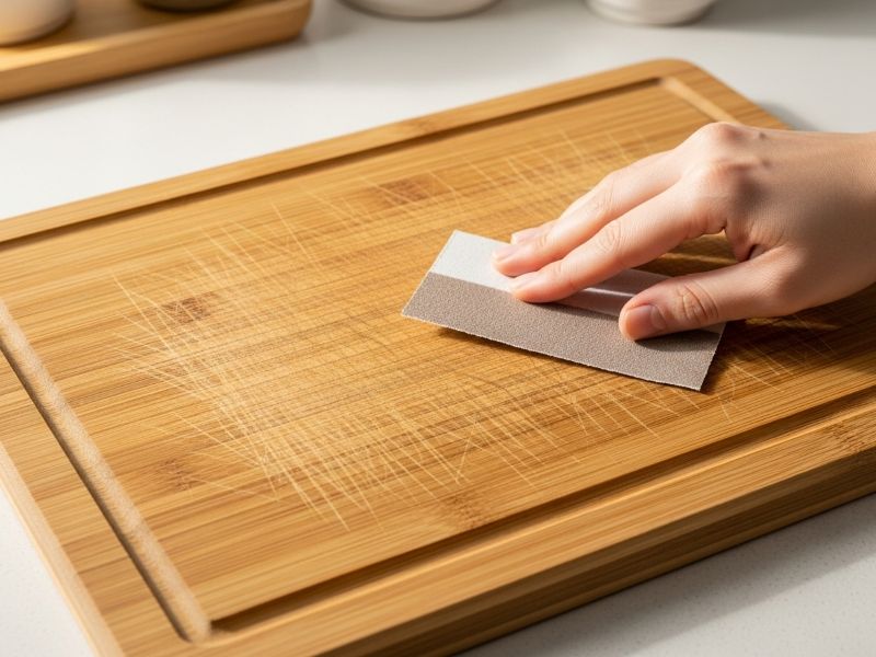 Sanding bamboo cutting board