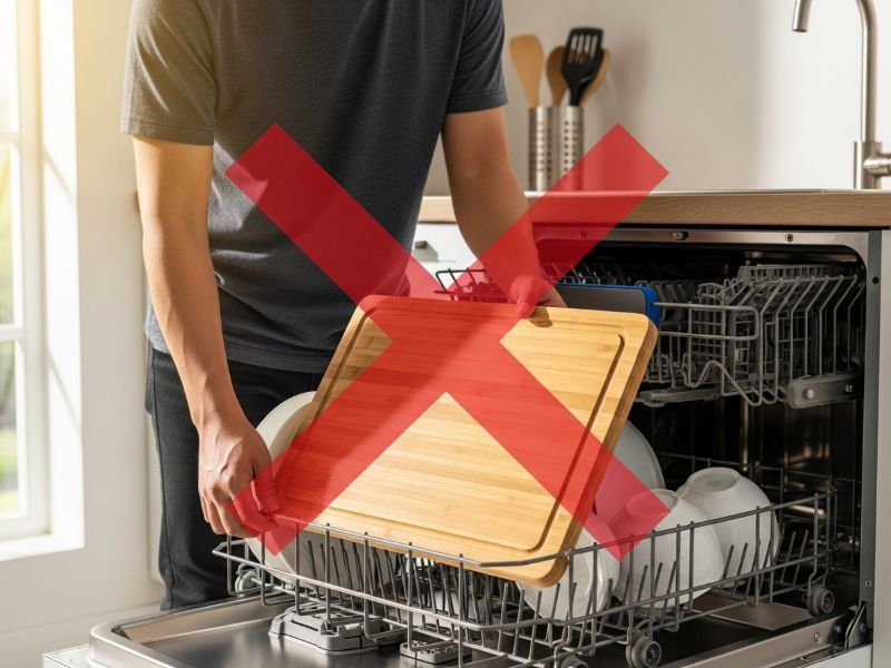 do not put bamboo cutting board in dishwasher