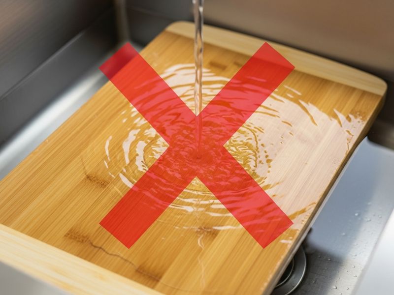 Do not soak bamboo cutting board in water