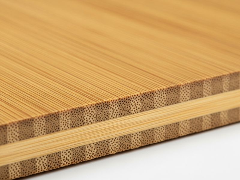 Close-up of bamboo cutting board layers
