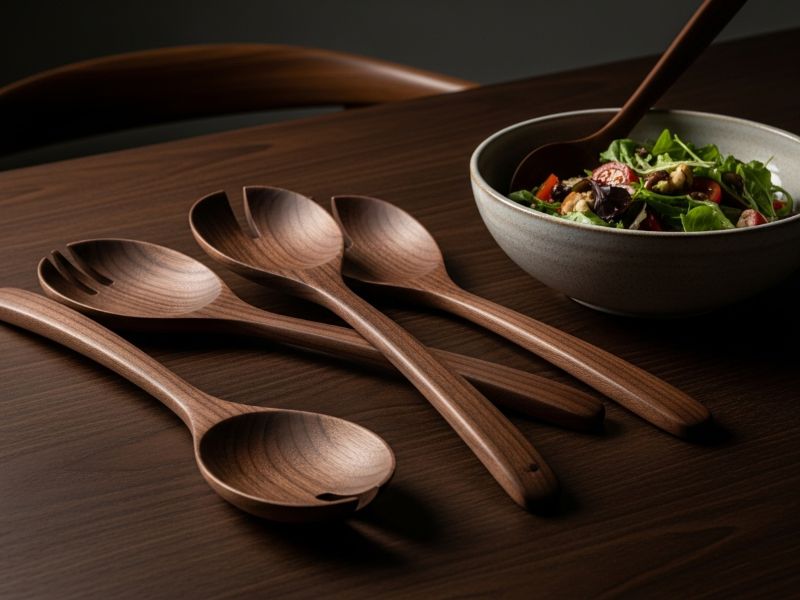 Walnut wood cooking utensils set
