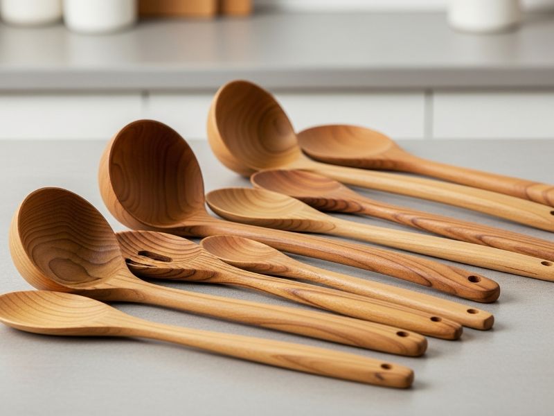 Teak wood cooking utensils set