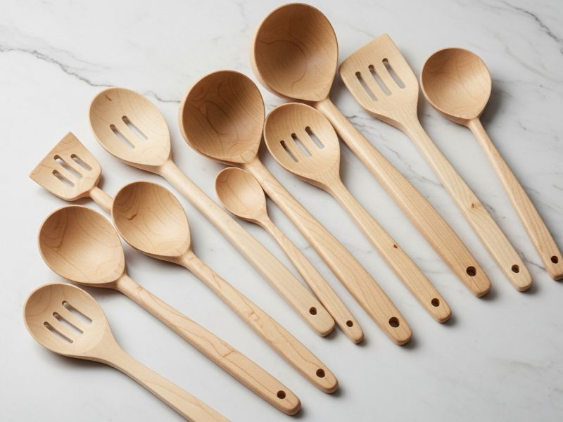 Beech wood kitchen utensils set