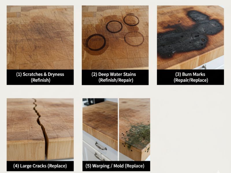 Refinish or replace butcher block