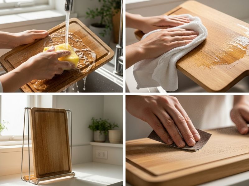 leaning and sanding cutting board