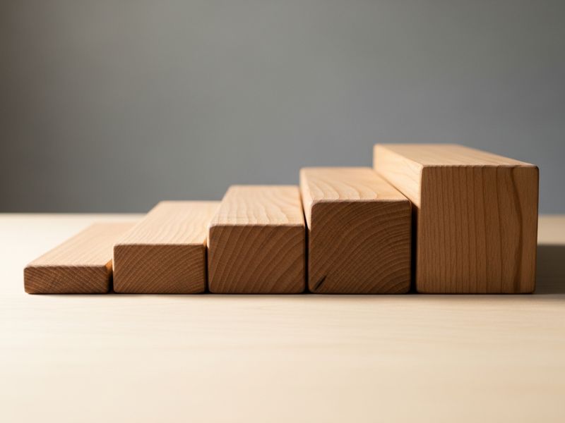 side view wooden boards different thickness