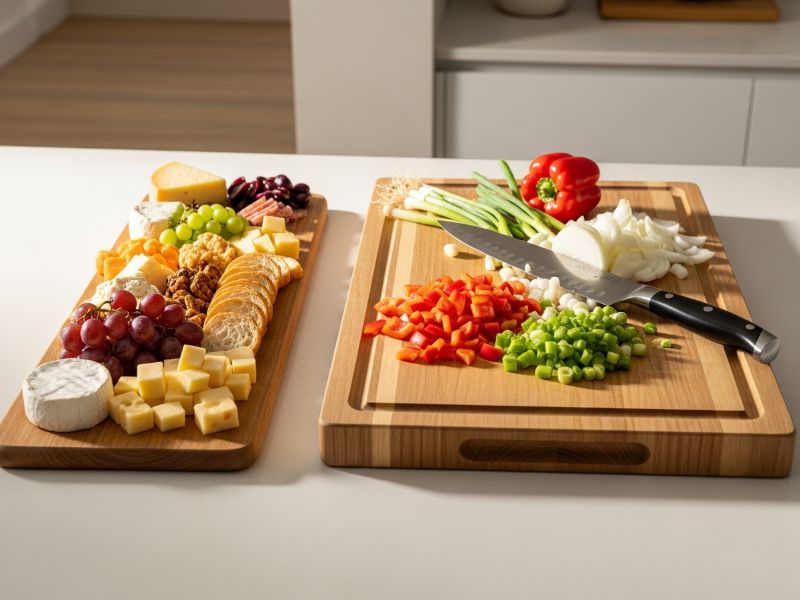 charcuterie and cutting boards side by side