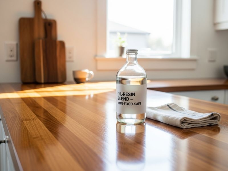 Oil-resin blend on butcher block