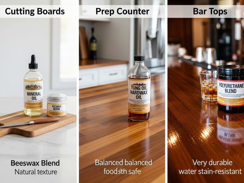 Finish options for butcher block surfaces