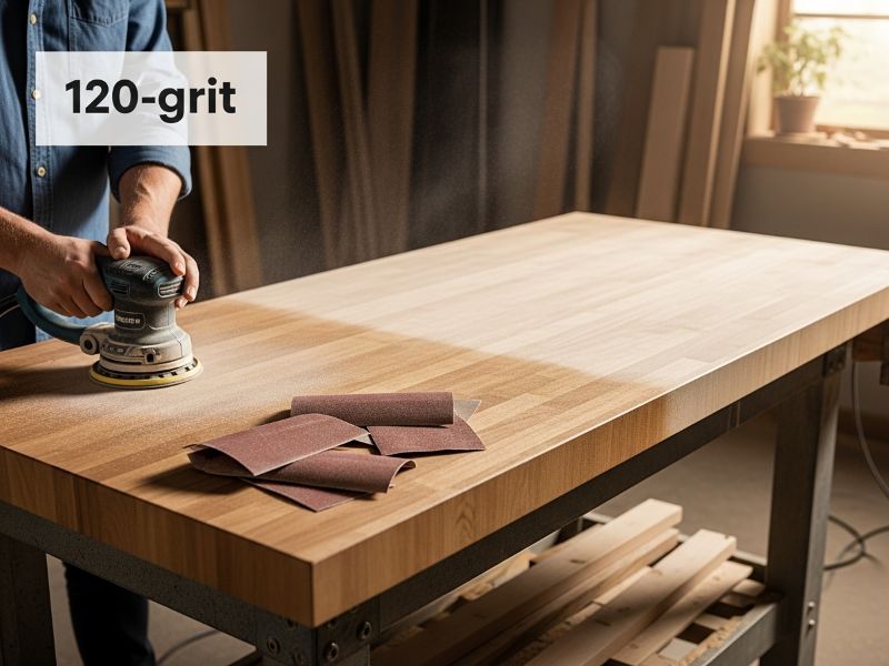 120–220 grit sanding on butcher block