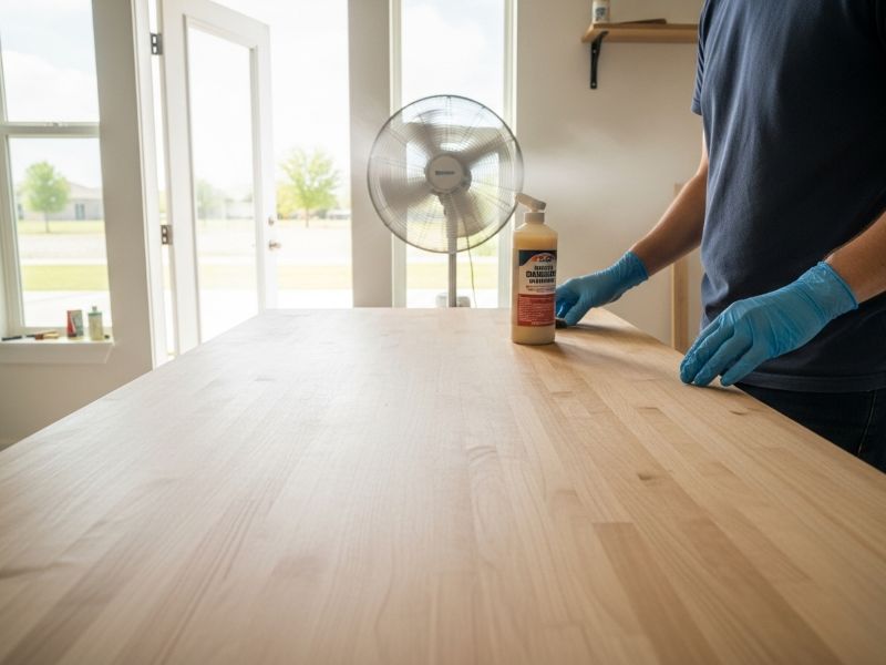 Safety gear for finishing butcher block