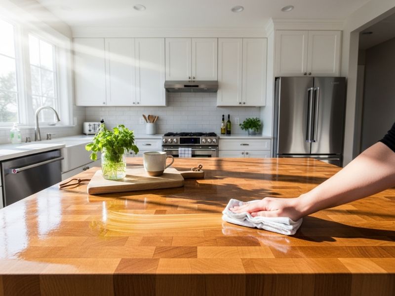 Finished butcher block countertop