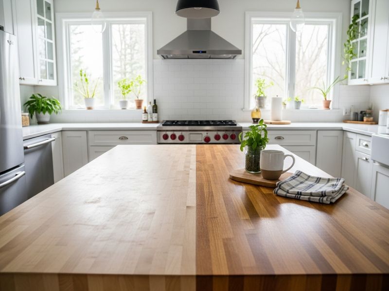 Finished butcher block countertop