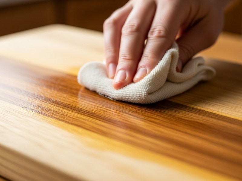 Oiling wooden cutting board to protect and prevent cracks