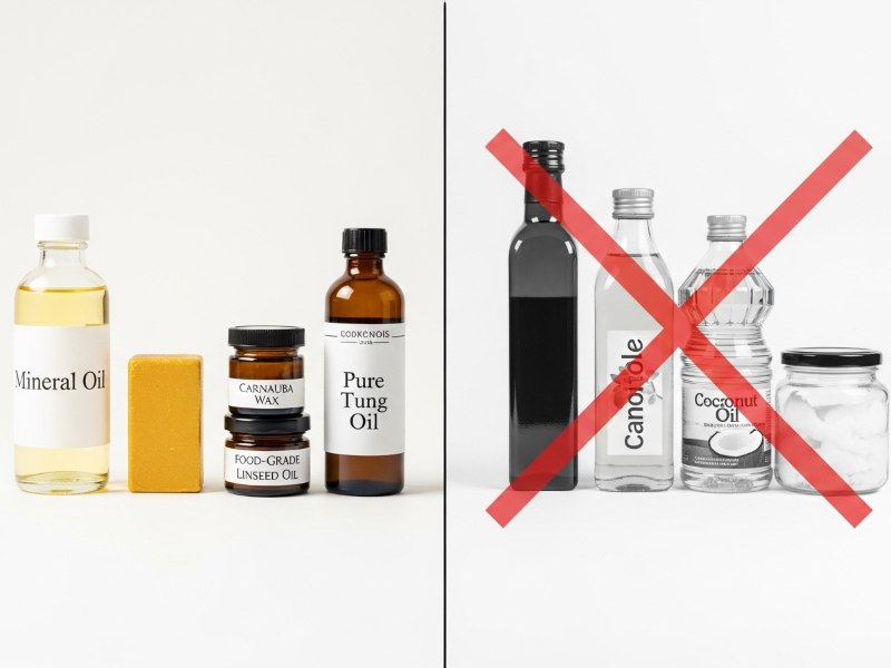 Safe and unsafe oils for wooden cutting boards