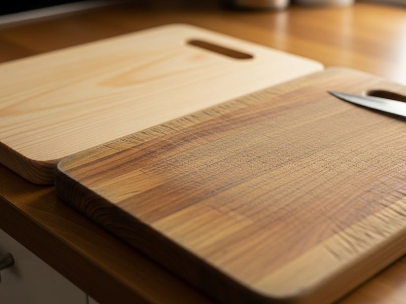 Pine board with knife marks