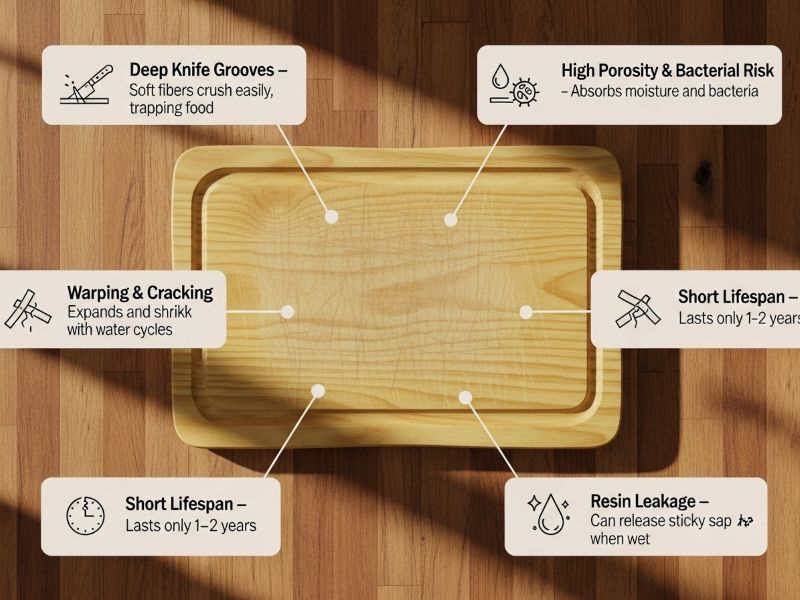 Cons of pine cutting board