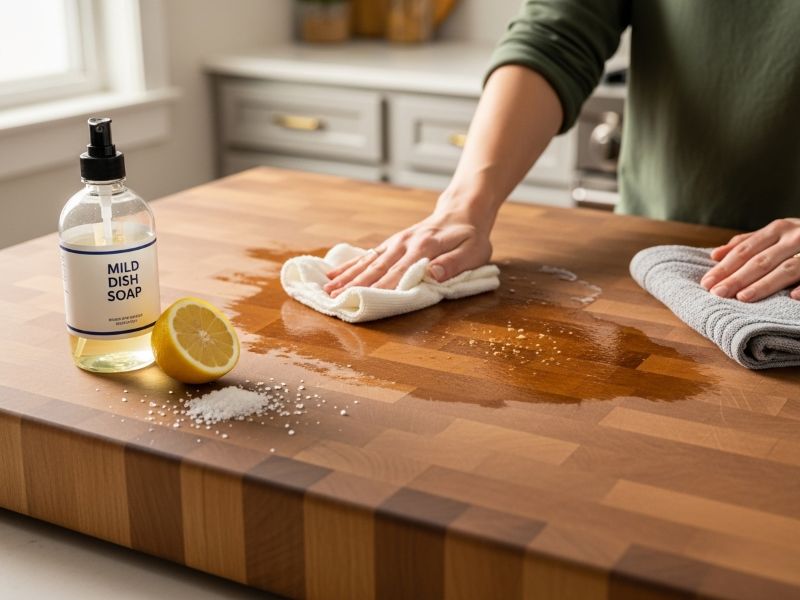 Cleaning butcher block surface
