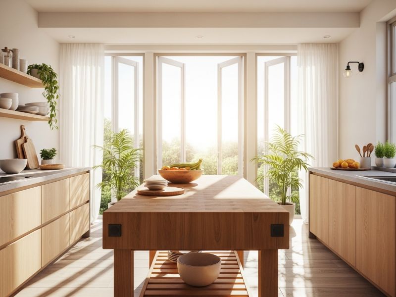 Ventilated kitchen with butcher block