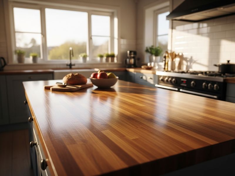 Well-maintained butcher block kitchen
