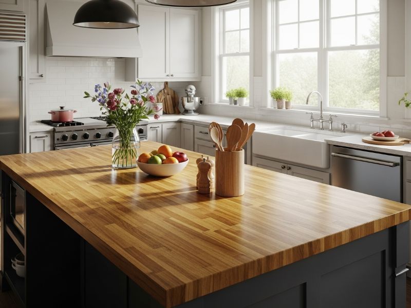 butcher block kitchen countertop lifestyle