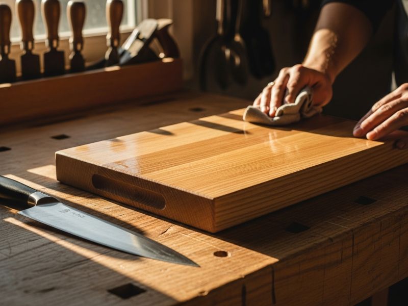 white oak cutting board close-up