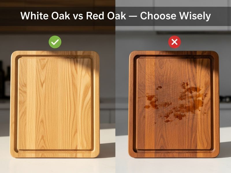 white oak vs red oak comparison board