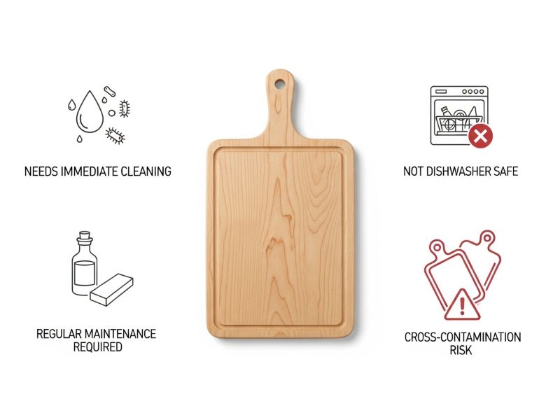 wooden cutting board infographic cons