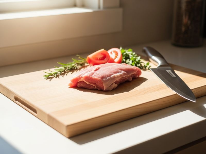 clean wooden board with warm sunlight