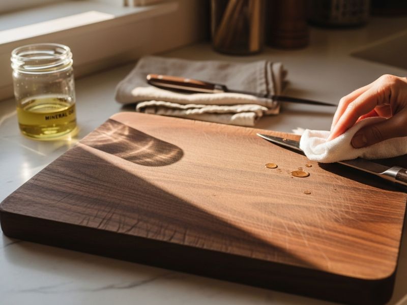 alnut cutting board with aged patina