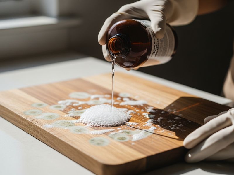cleaning wooden board with hydrogen peroxide