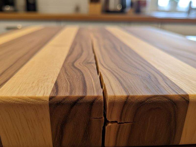 separated glue joints on wooden cutting board