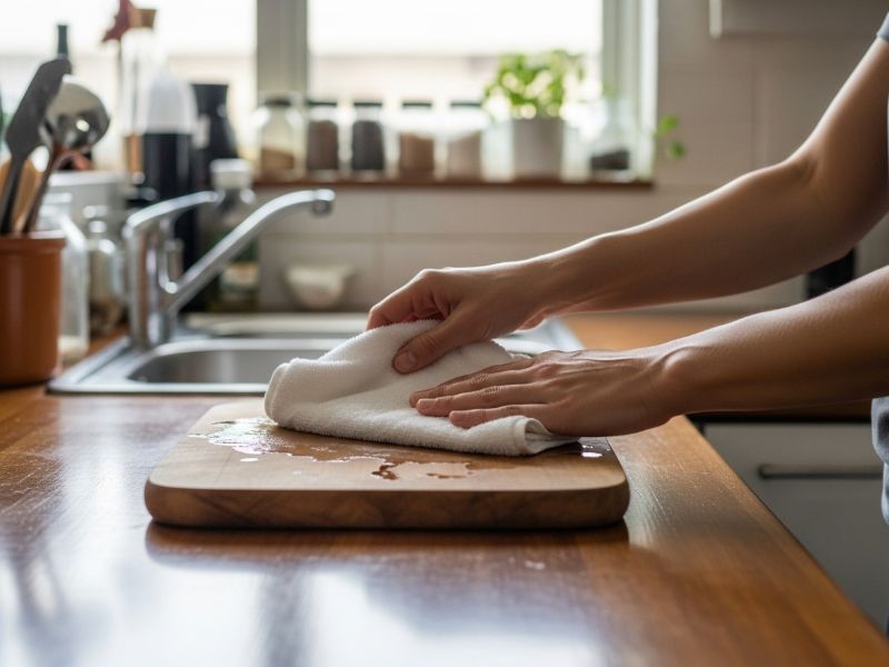 adding moisture to warped cutting board